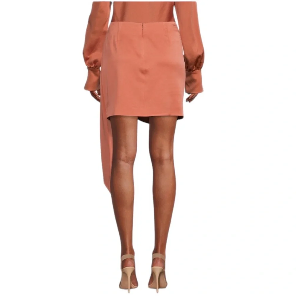 NEW Jonathan Simkhai Mae Coral Draped Satin Mini Skirt Size 4 Reg. $345 - Picture 3 of 12